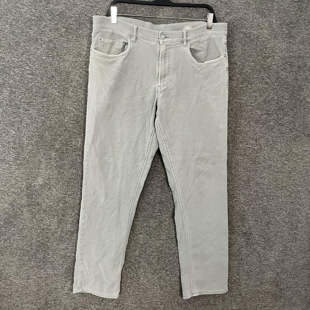 Faherty Jeans Mens 35x30 Light Gray Slim Stretch Terry Denim Pants Casual